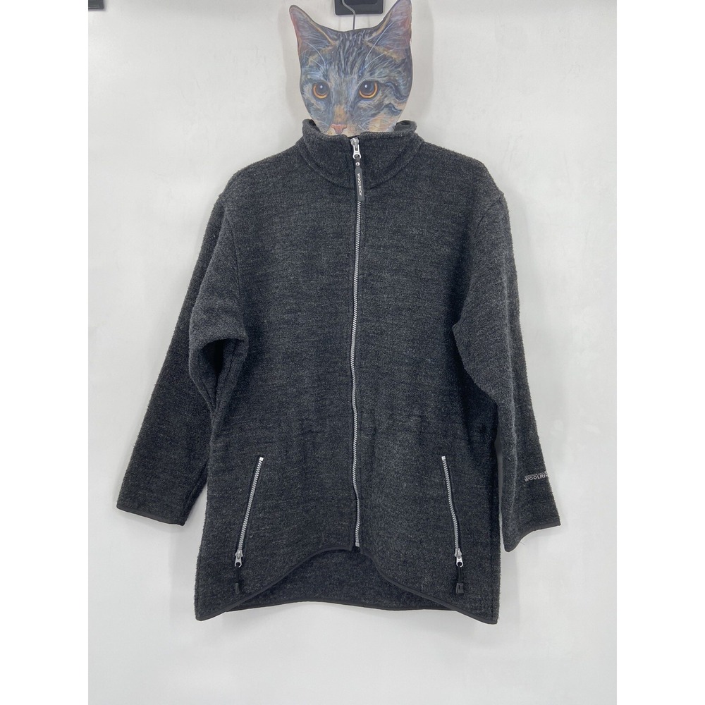 Vintage Woolrich Zip Up Jacket Sweater Womens Size Medium Gray Wool